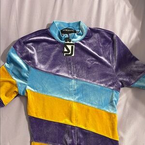 Shane Justin Velvet Colorblock Romper